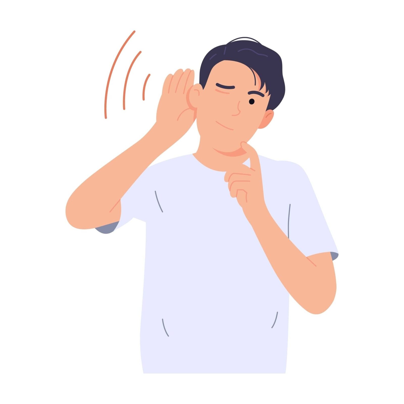 Hearing Loss. Image of person holding ear.